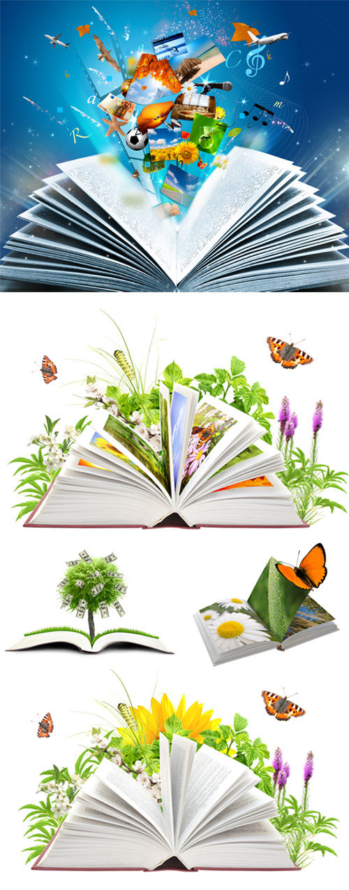 Раскрытые книги и природа