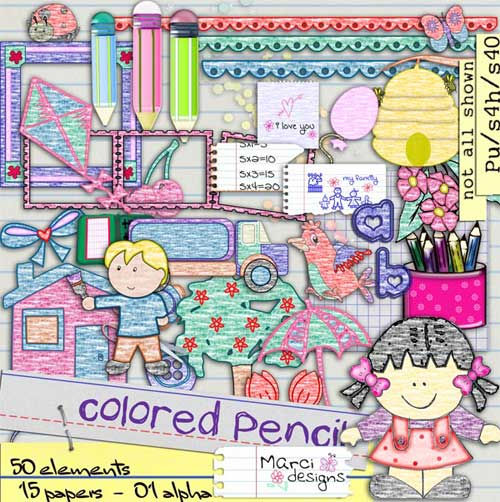 Скрап-набор "Цветные карандаши" - "Colored Pencil"