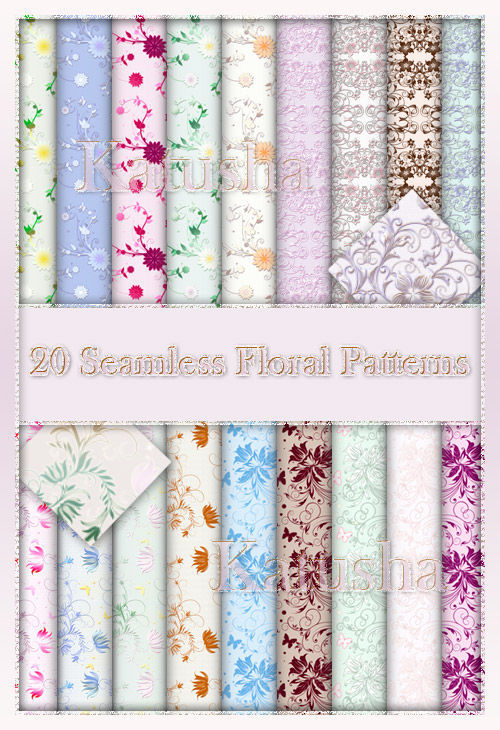 20 Seampless Floral Patterns. 20 бесшовных заливок для Photoshop