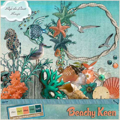 Морской скрап-набор "Галечный Плач" - "Beachy Keen"
