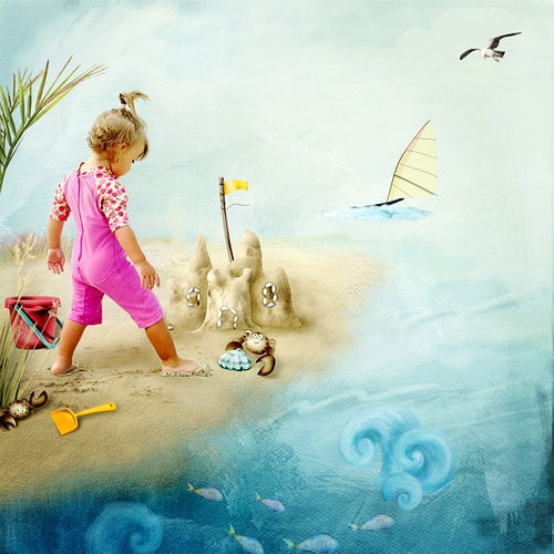 Морской рисованный скрап-набор "Пляжные забавы" - "Bеаch fun"
