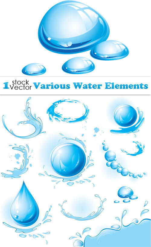 Водяные элементы в векторе. Various water elements