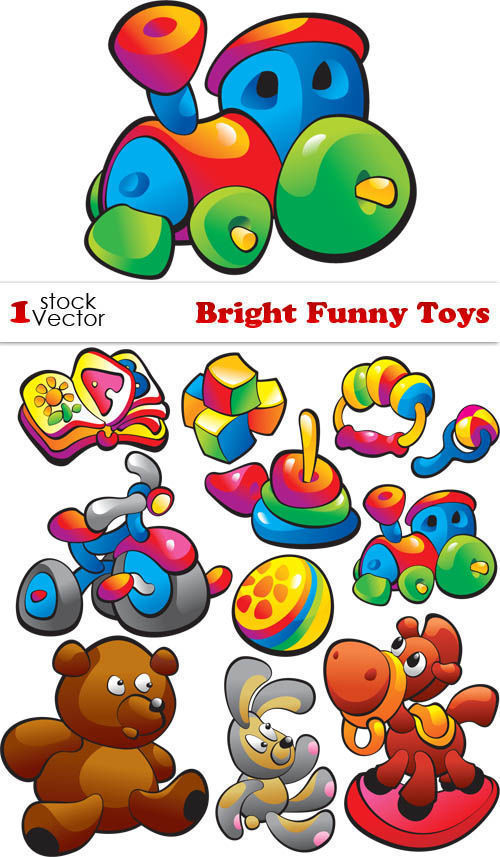Stock vector: Bright funny toys. Детские игрушки в векторе