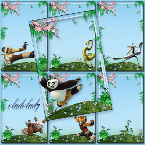 Детские рамки для оформления фотографий с героями мультфильма "Кунг-Фу Панда"