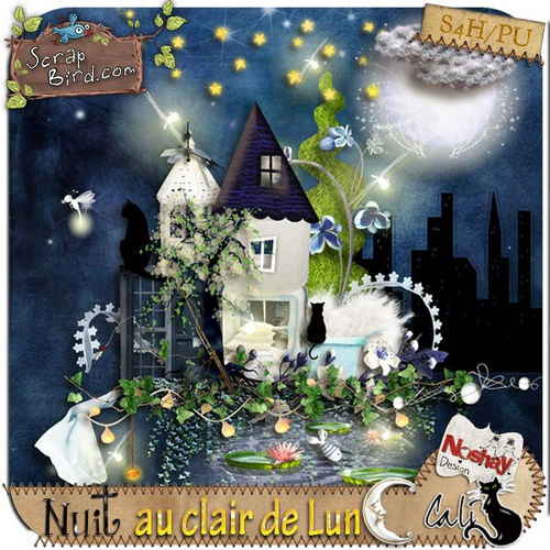 Сказочно красивый детский скрап-набор "Лунный свет в ночи" - "Nuit au clair de lune"