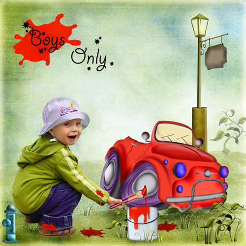 Рисованный детский скрап-набор для юнных автолюбителей "Маленький гонщик"