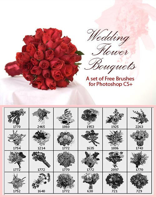 Brushes for photoshop "Wedding flower bouguets". Кисти для фотошопа "Свадебные букеты"