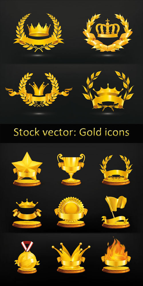 Stock vector: gold icons