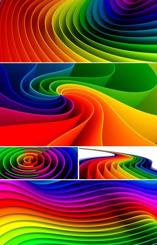 Сборка из 5-ти высококачественных трехмерных абстрактных фонов всех цветов радуги (HQ)