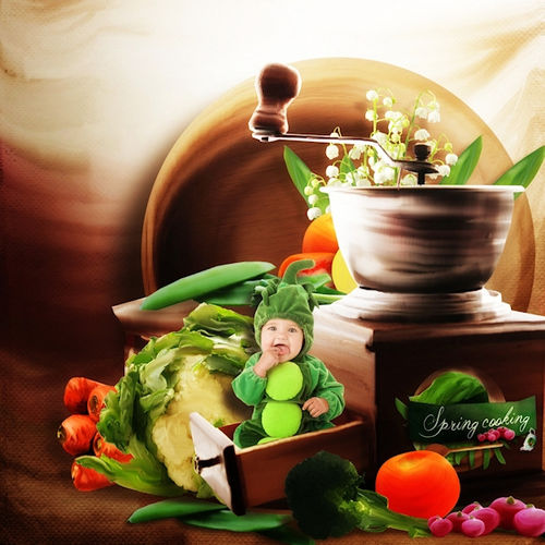 Яркий и сочный рисованный скрап-набор "Веселые поварята" - "Spring cooking"