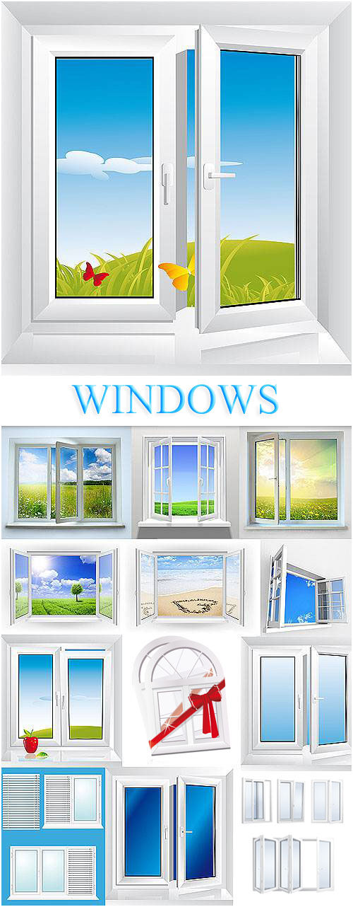 Векторный клипарт + высококачественный растр "Пластиковые окна". Vector clipart + stock photo "Windows"
