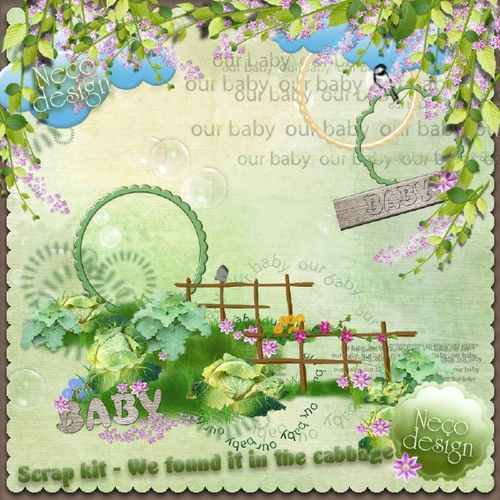 Скрап-набор "We found it in the cabbage"