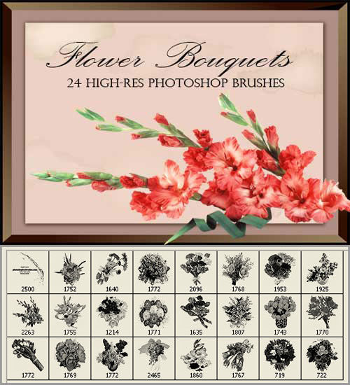 Brushes for Photoshop "Flower bouquets". Кисти для фотошоп "Цветочные букеты"