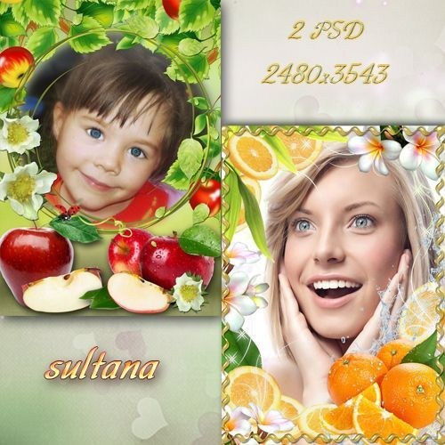 Две фруктовые рамки для оформления Ваших фотографий: Яблочная и апельсиновая