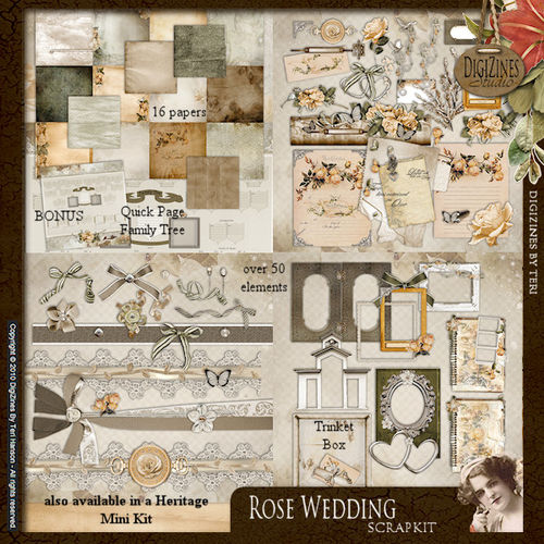 Винтажный свадебный скрап-набор "Roses wedding"