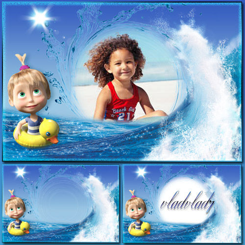 Детская рамка для оформления фотографий "Маша на море"