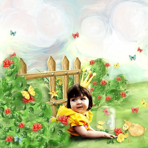 Очаровательный рисованный детский скрап-набор "Сказочная принцесса"