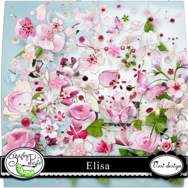 Яркий и нежный цветочный скрап-набор "Элиза" - "Elisa"