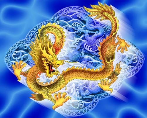 Многослойный исходник в PSD "Китайские народные символы в виде драконов"