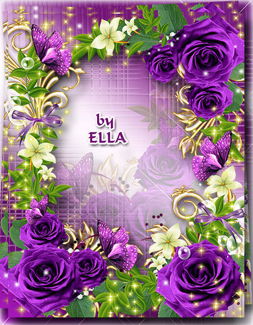 Восхитительная цветочная рамка для оформления фотографий "Пурпурная роза, загадочный цвет"