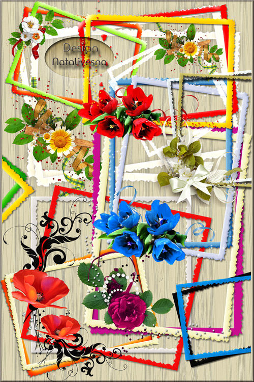 Рамки–вырезы с цветами