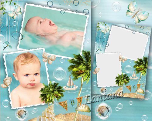 Очаровательная детская рамка для оформления фотографий "Шумит моё море в ракушке"