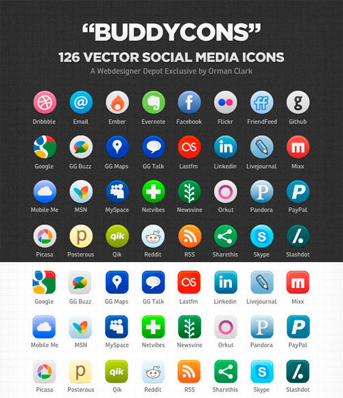 Социальные иконки в векторе - Buddycons