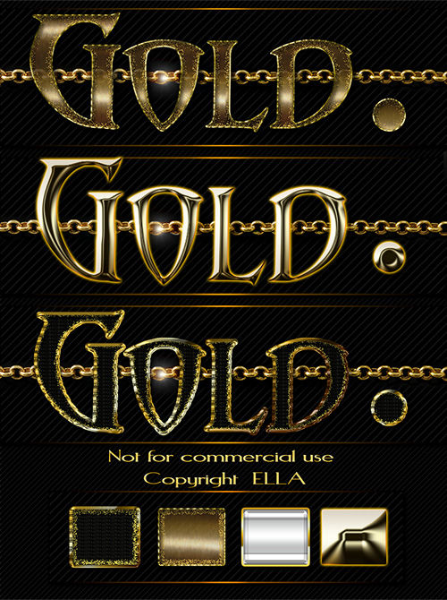 4 Gold styles for Adobe Photoshop