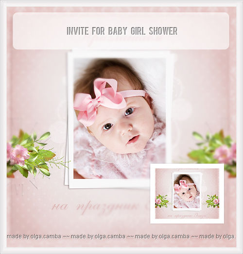 Рамочка для оформления фотографий смотрин девочки "Baby Girl Shower"