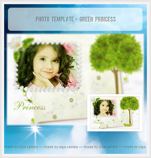 Детская рамочка для оформления фотографии юнной принцессы "Green Princess"