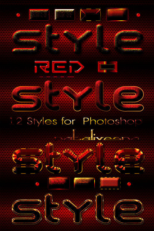 Красные стили  для Abobe Photoshop