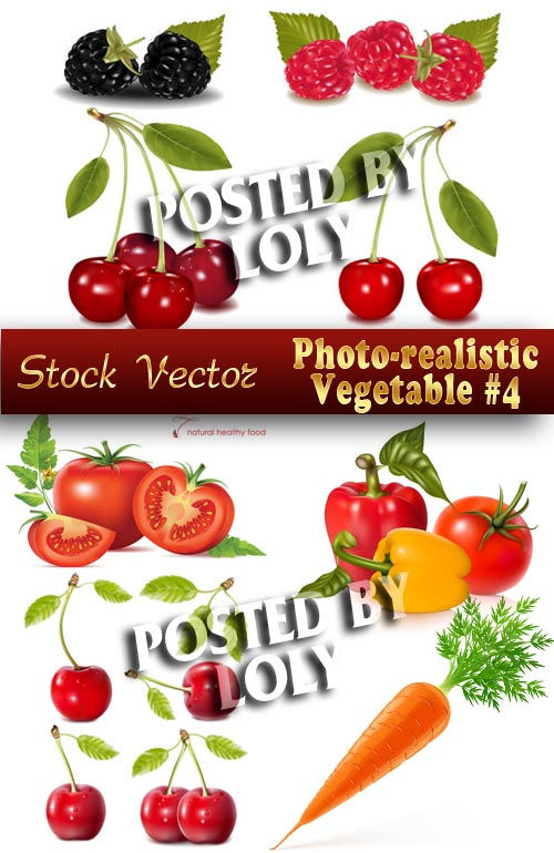 Аппетитные овощи, ягоды и фрукты в векторе
