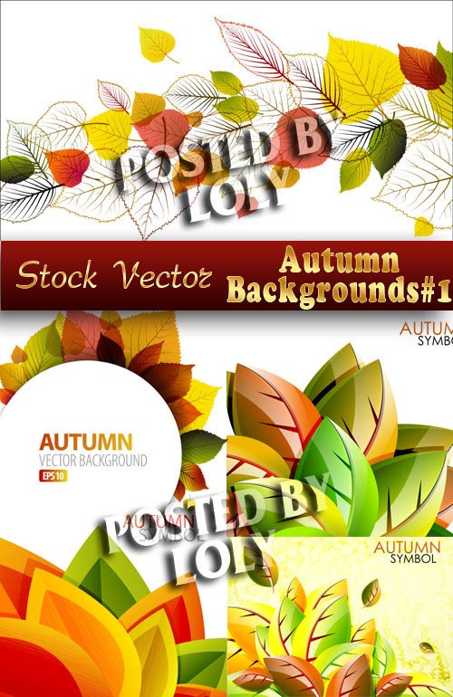 Осенние фоны с разноцветной листвой в векторе