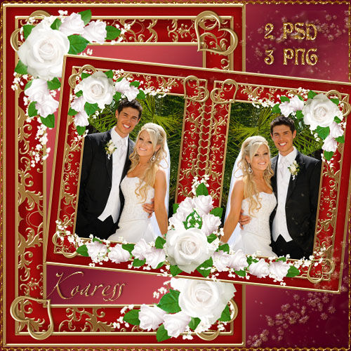 Великолепная рамка для оформления свадебных фотографий "Роскошная свадьба и нежные цветы"