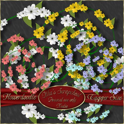 Очаровательные цветы и декор в сборке клипарта "Flowerdoodle"