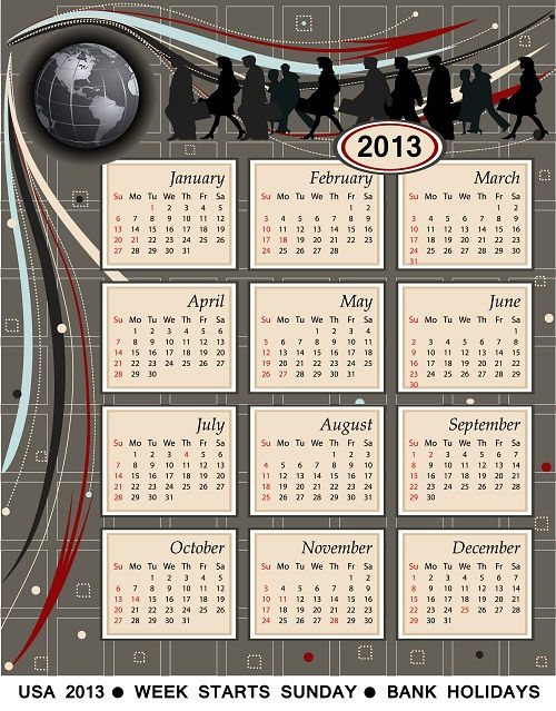 Векторные календари на 2013 год
