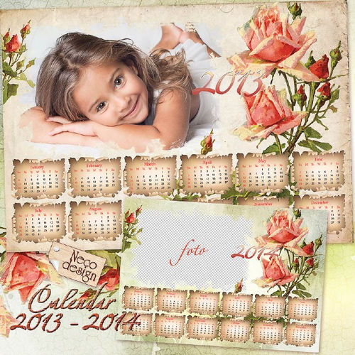 Календарь-рамка с розами на 2013-2014 год