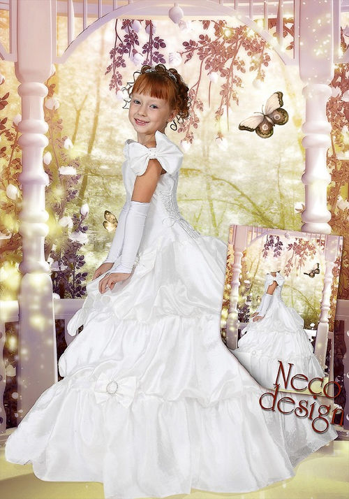 Очаровательный детский сказочный шаблон для оформления фотографий "Маленькая принцесса в сказочном саду"