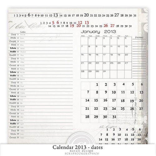 Scrap kit Calendar 2013