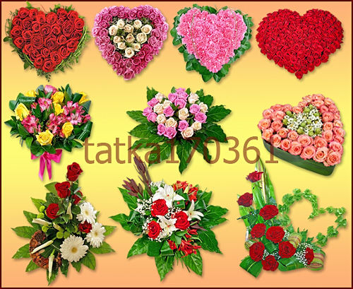 Композиции в виде цветочных сердечек