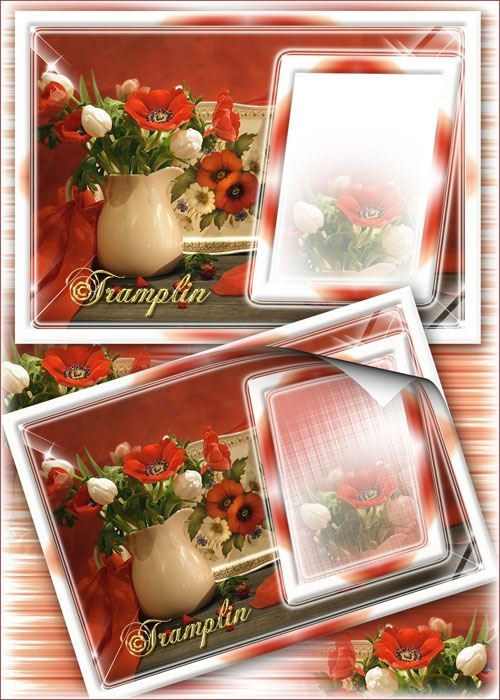 Цветочная рамка для фото "Маки и тюльпаны"