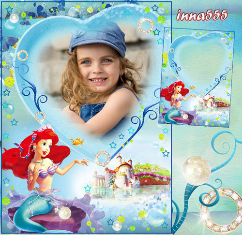 Рамка для оформления фотографии для девочки с русалочкой Мелоди "Юная принцесса подводного царства"