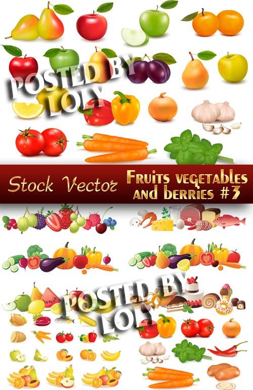 Векторный клипарт Фрукты, овощи и ягоды #3