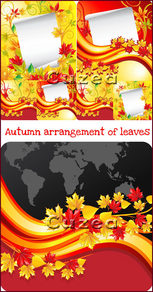 Векторный набор фонов с осенними листьями