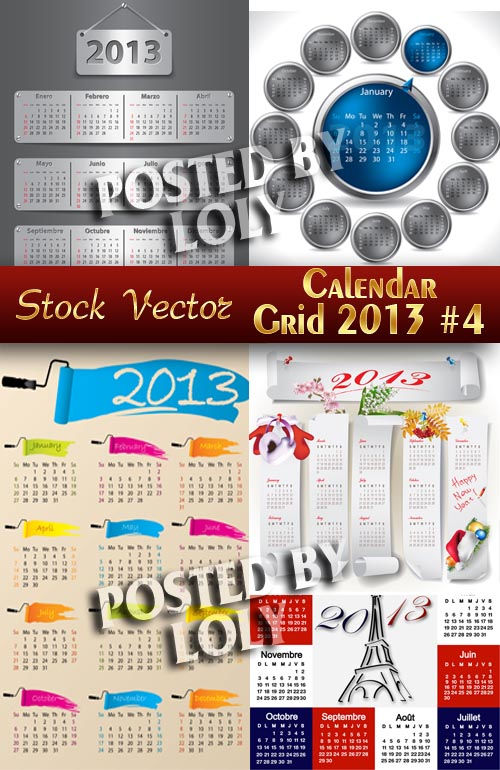 Календарные сетки 2013 #4 - Векторный клипарт