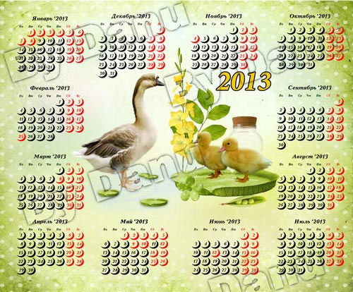 Календарь на 2013 год "Уточка"