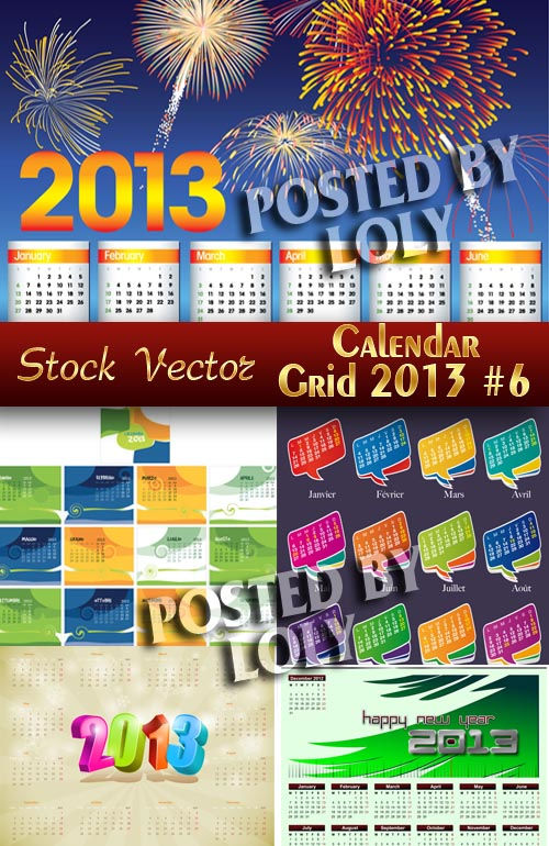 Календарные сетки 2013 #6 - Векторный клипарт
