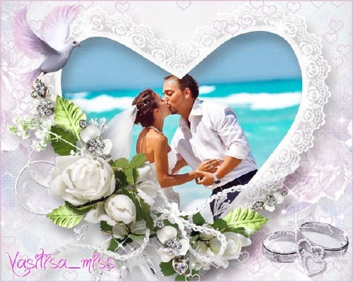 Красивая свадебная рамочка для фотошопа "Любовь, любовь, любовь"