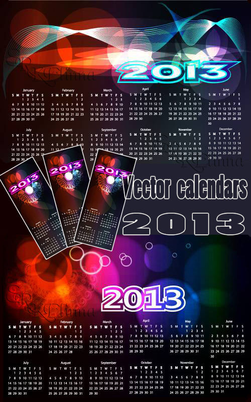 Векторные календари на 2013 год (часть 3) / Vector calendars for 2013 (pack 3)