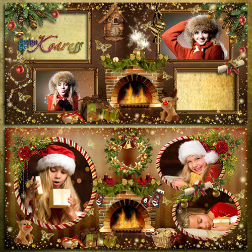 Рождественская и Новогодняя фотокнига "В зимний вечер у камина и уютно и тепло"